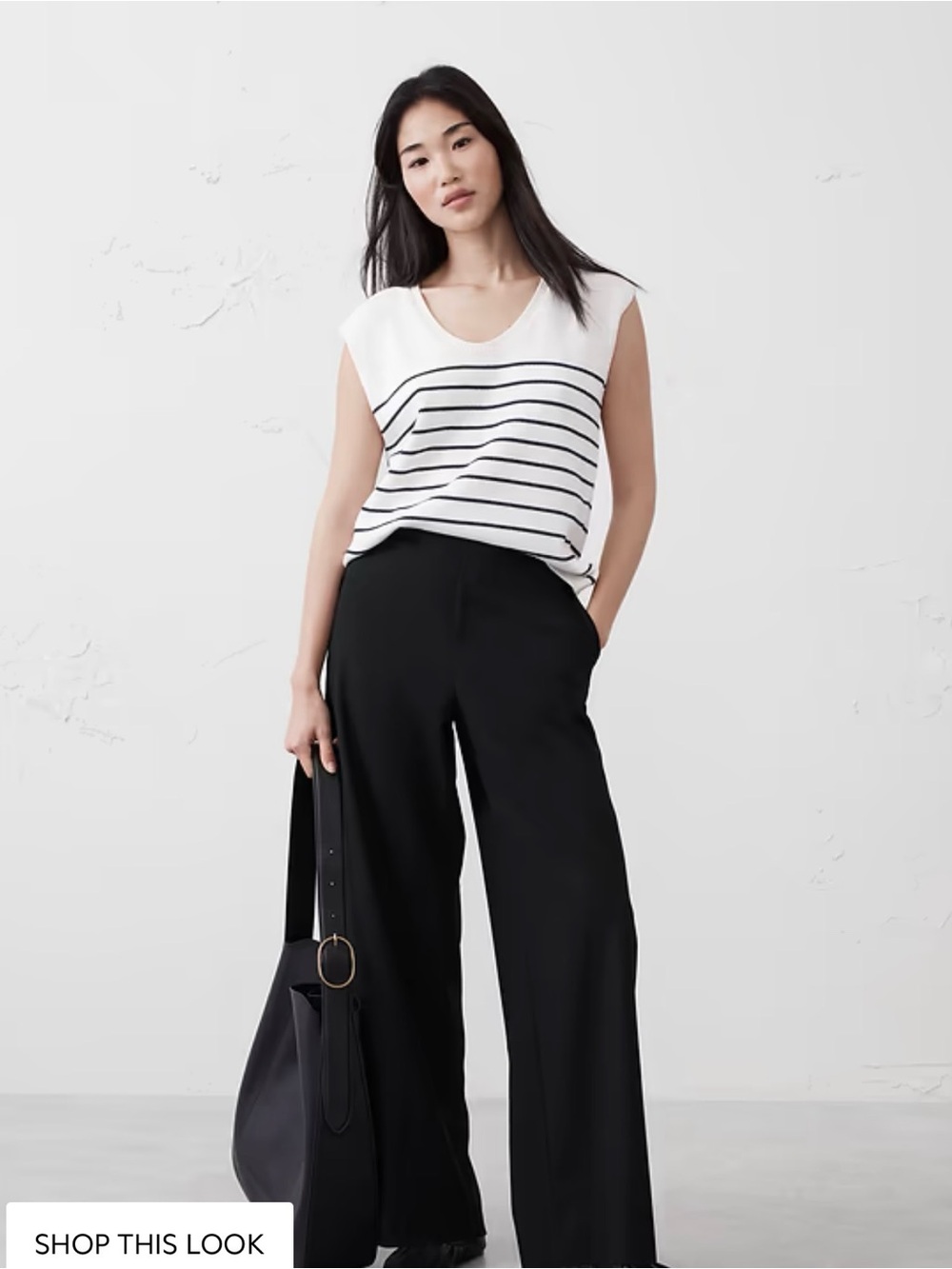 Banana Republic Hayden Black Wide-Leg Trousers
